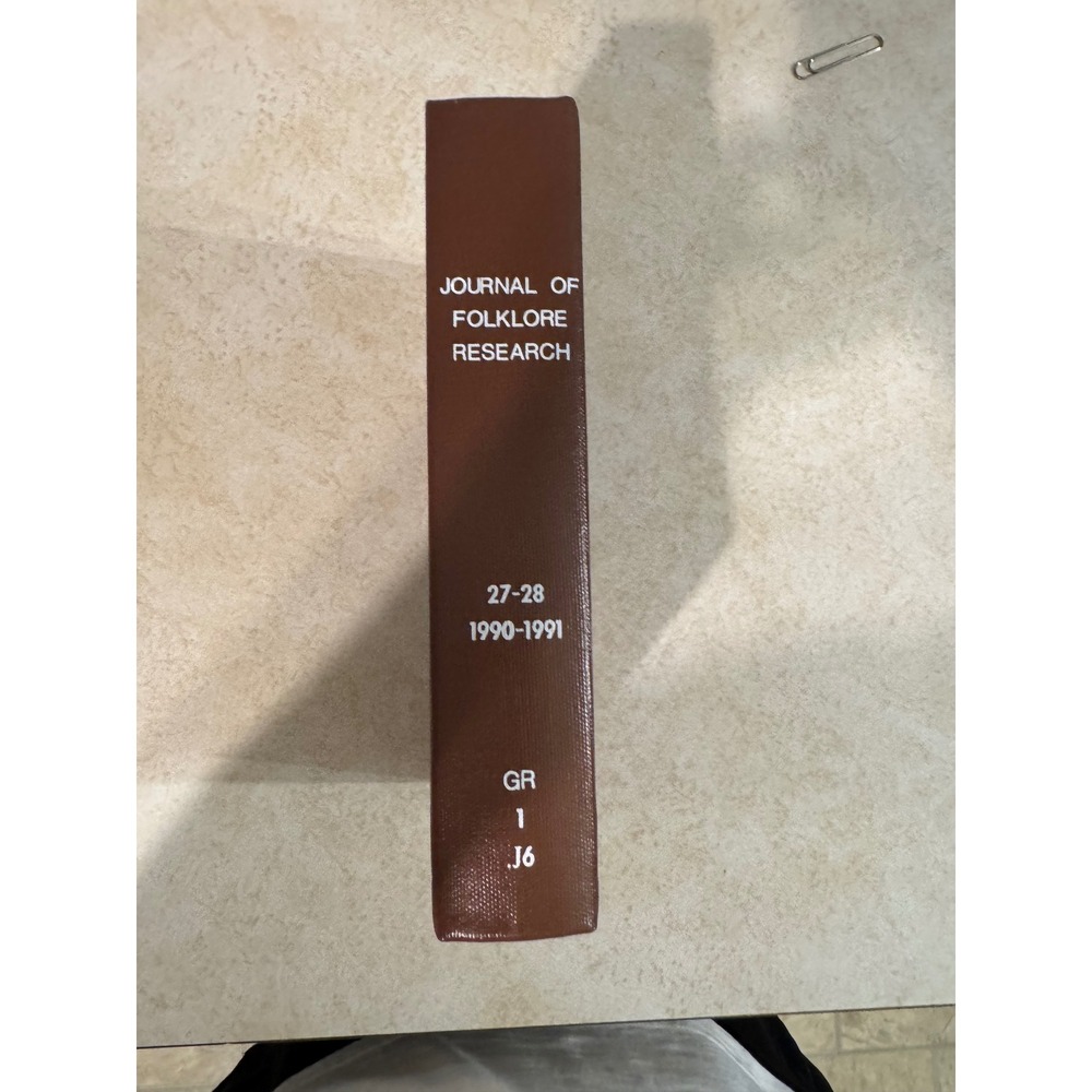 Journal of Folklore Research Vol 27-28 1990-1991 Hardcover Library Bound Book